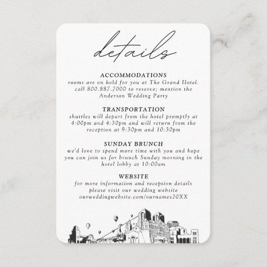 Albuquerque Bruiloft Verticale Details Informatiekaartje (Voorkant)