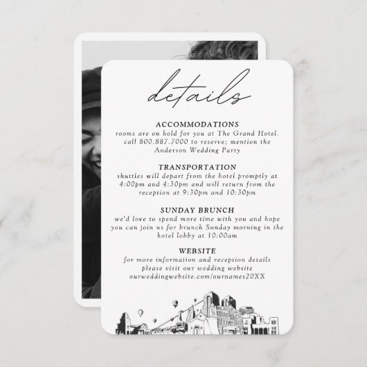 Albuquerque Bruiloft Verticale Details Informatiekaartje (Voorkant / Achterkant)
