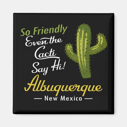 Albuquerque Cactus Funny Retro Magneet (Voorkant)