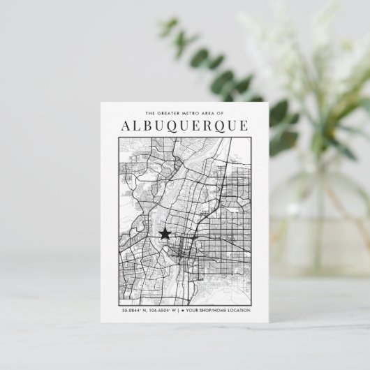 Albuquerque City Map + Locatiemarker Briefkaart (Staand voorkant)