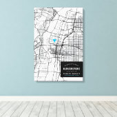 Albuquerque City Map + Markeringen uw locatie Canvas Afdruk (Insitu (Houten vloer))