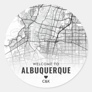 Albuquerque City Map   Welkom bruiloft Ronde Sticker