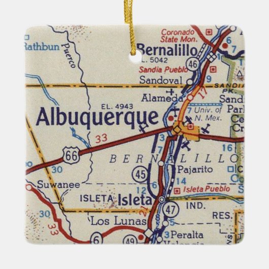 Albuquerque  kaart keramisch ornament (Voorkant)