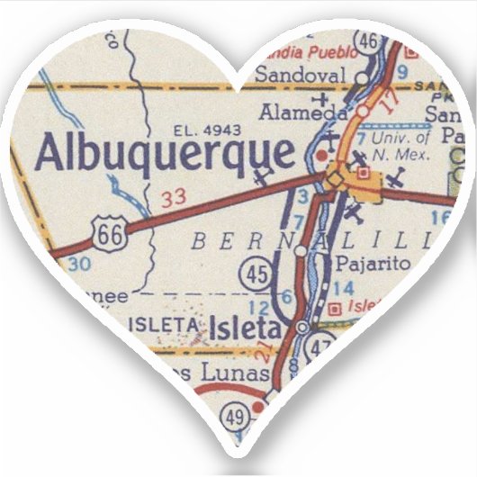 Albuquerque-kaart Sticker (Voorkant)