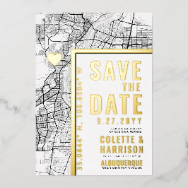 Albuquerque Love Locator | Huwelijk Save the Date Folie Uitnodiging