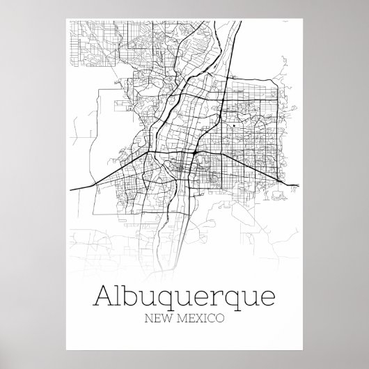 Albuquerque Map - New Mexico - City Map Poster (Voorkant)
