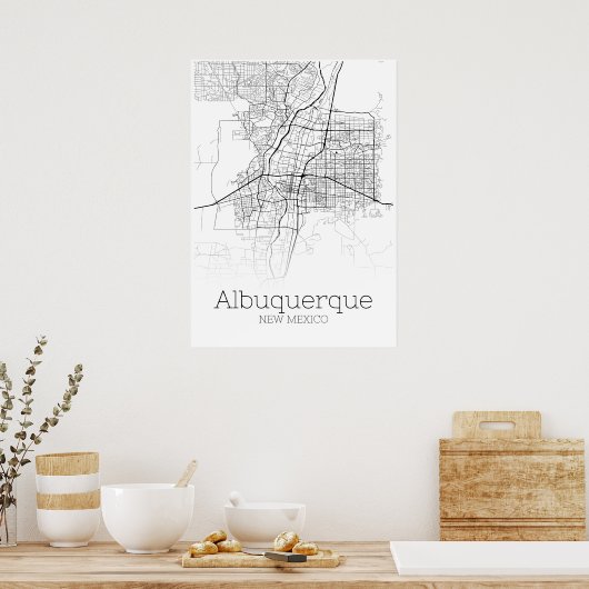 Albuquerque Map - New Mexico - City Map Poster (Keuken)