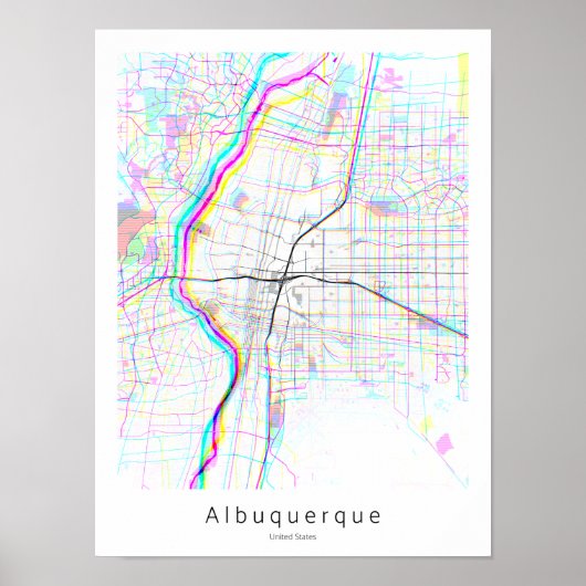 Albuquerque New Mexico Abstracte Eenvoudige Kaart Poster (Voorkant)