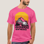 Albuquerque New Mexico Camping Retro Sunrise Mount T-shirt (Voorkant)
