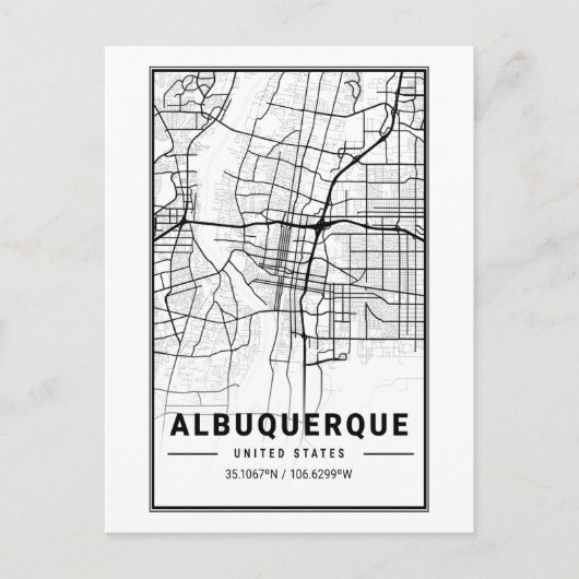 Albuquerque New Mexico City Map Minimalist Art Briefkaart (Voorkant)