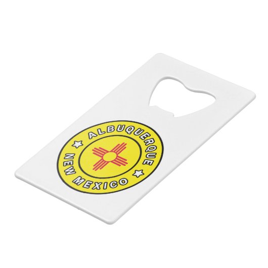 Albuquerque New Mexico Creditkaart Flessenopener (Voorkant Gekanteld)