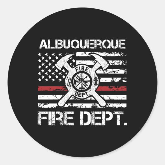 Albuquerque New Mexico Fire Dept Thin Red Line Fir Ronde Sticker (Voorkant)