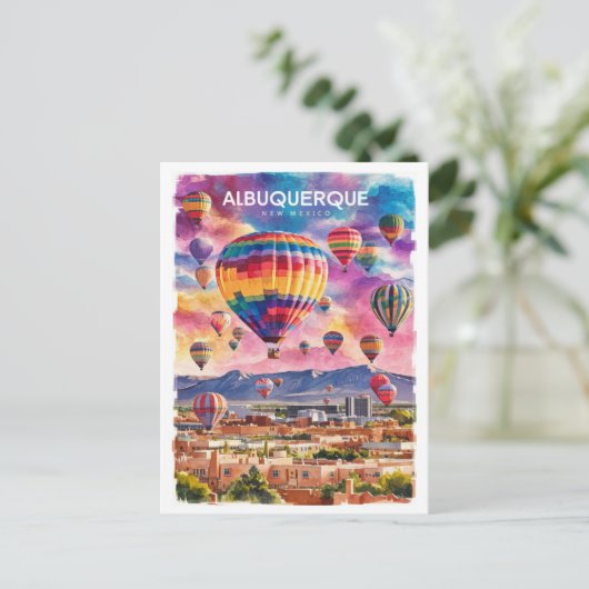 Albuquerque New Mexico Hot Air Balloons waterverf Briefkaart (Staand voorkant)