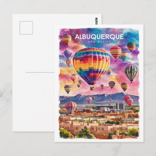 Albuquerque New Mexico Hot Air Balloons waterverf Briefkaart (Voorkant / Achterkant)