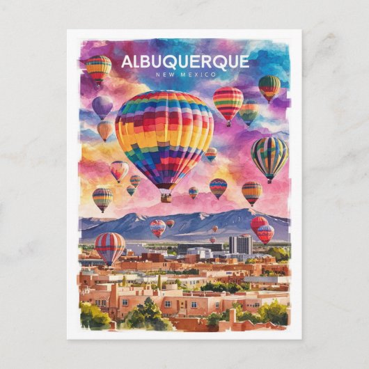 Albuquerque New Mexico Hot Air Balloons waterverf Briefkaart (Voorkant)