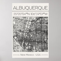 Albuquerque New Mexico Houtskool Stadkaart Poster
