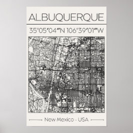 Albuquerque New Mexico Houtskool Stadkaart Poster
