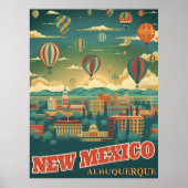 Albuquerque, New Mexico met een heteluchtballon Poster (Voorkant)