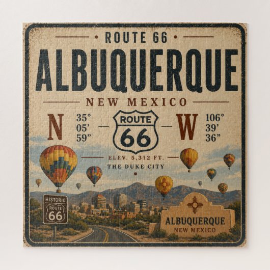 Albuquerque New Mexico Route 66-hommage Legpuzzel (Verticaal)