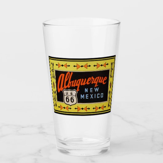 Albuquerque, New Mexico Route 66 Pint Glass Glas (Voorkant)
