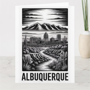 Albuquerque New Mexico Silhouette Zwart Wit Houtsn Kaart