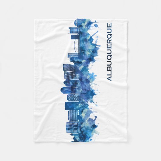 Albuquerque New Mexico Skyline Blue Fleece Deken (Voorkant)