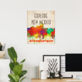 Albuquerque New Mexico Skyline-SG Poster (Thuiskantoor)