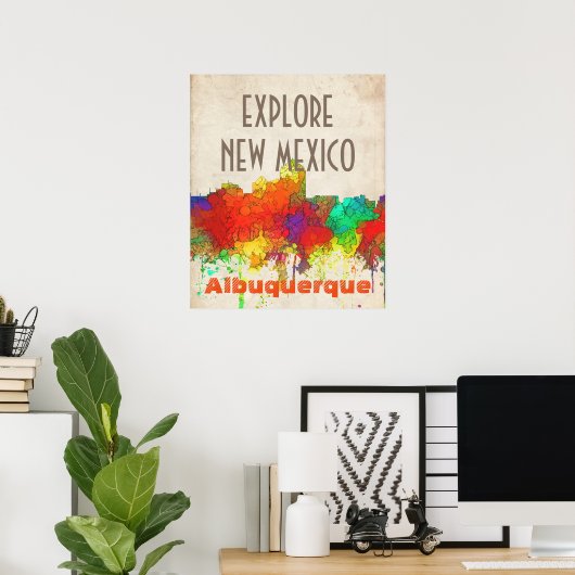 Albuquerque New Mexico Skyline-SG Poster (Thuiskantoor)