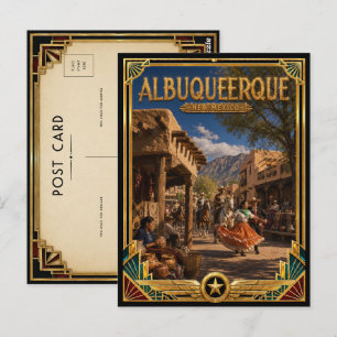 Albuquerque New Mexico Vintage Art Deco Gouden Tij Briefkaart