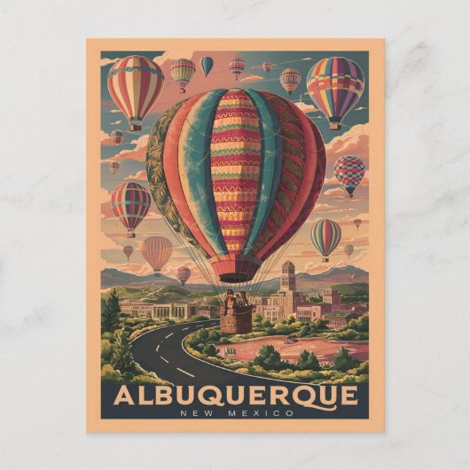 Albuquerque, New Mexico, Vintage voor heteluchtbal Briefkaart (Voorkant)
