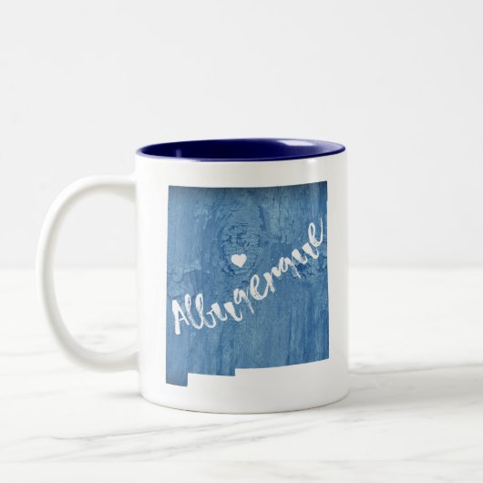 Albuquerque New Mexico Wood Grain Tweekleurige Koffiemok (Links)