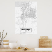 Albuquerque, New Mexico (zwart op wit) Poster (Keuken)