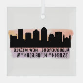 Albuquerque NM City Skyline Glas Ornament (Achterkant)