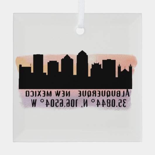 Albuquerque NM City Skyline Glas Ornament (Achterkant)