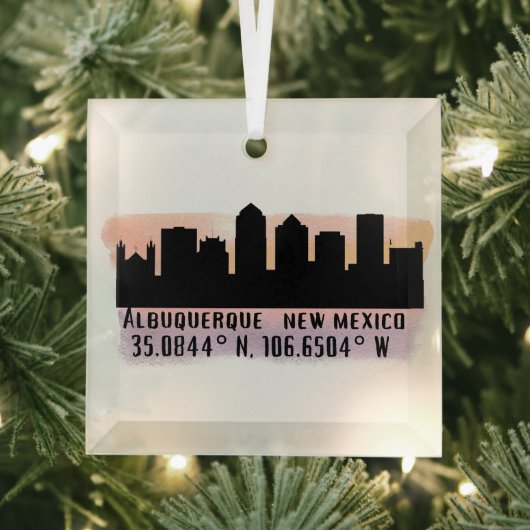 Albuquerque NM City Skyline Glas Ornament (Insitu)