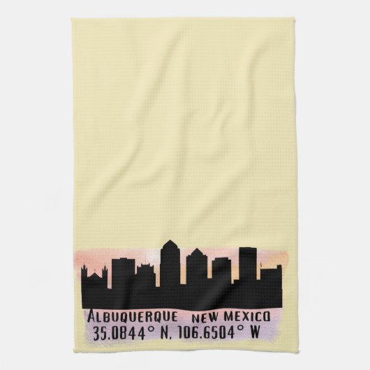 Albuquerque NM City Skyline Theedoek (Verticaal)