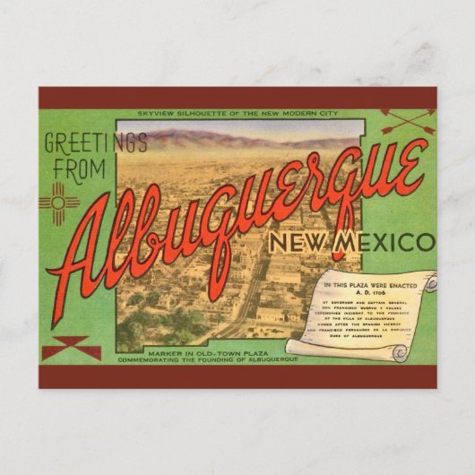 Albuquerque NM Plaza Begroeting Briefkaart (Voorkant)
