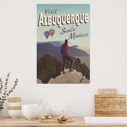 Albuquerque Sandia Mountains Retro Travel Poster (Keuken)