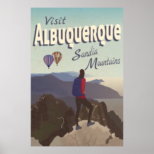 Albuquerque Sandia Mountains Retro Travel Poster (Voorkant)