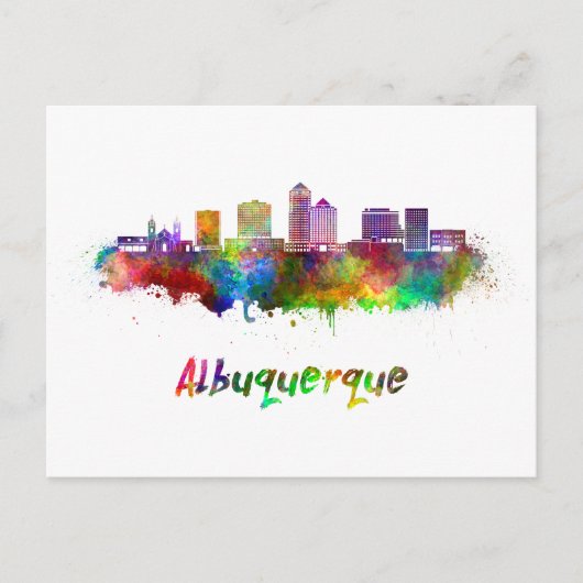 Albuquerque skyline in watercolor briefkaart (Voorkant)