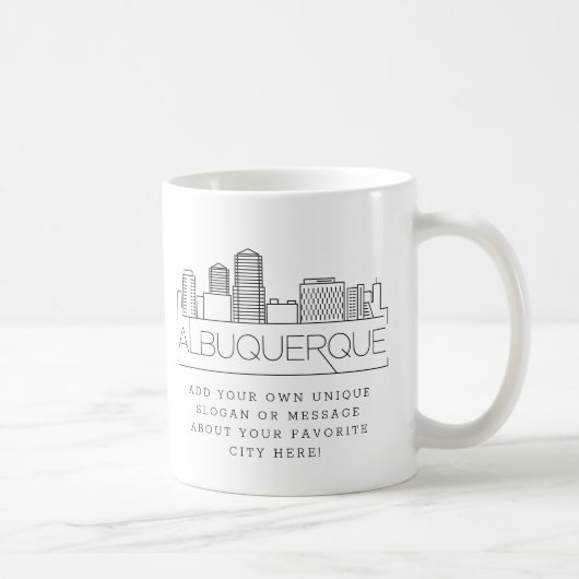 Albuquerque Stylized Skyline | Aangepaste slogan  Koffiemok (Rechts)