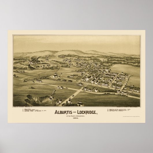 Alburtis en Lockridge, PA Panorama - 1893 Poster (Voorkant)