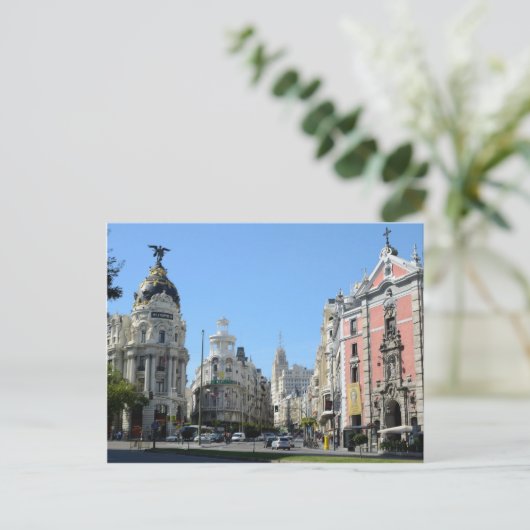 Alcala en Gran Via, Briefkaart Madrid (Staand voorkant)
