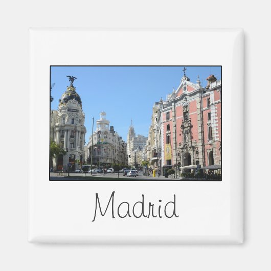 Alcala en Gran Via, Madrid Magnet (Voorkant)