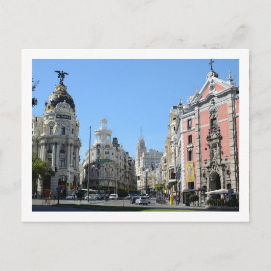 Alcala en Gran Via Street, Madrid Briefkaart (Voorkant)