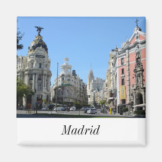 Alcala en Gran Via Street, Madrid Magnet (Voorkant)