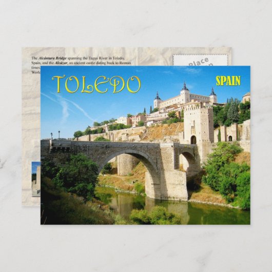 Alcantara Bridge en Alcazar in Toledo, Spanje Briefkaart (Voorkant / Achterkant)