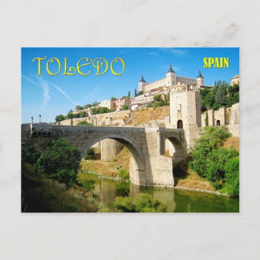 Alcantara Bridge en Alcazar in Toledo, Spanje Briefkaart (Voorkant)