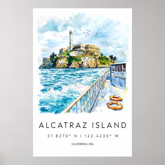 Alcatraz-eiland Aquarel Poster Alcatraz Reizen (Voorkant)