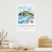 Alcatraz-eiland Aquarel Poster Alcatraz Reizen (Keuken)